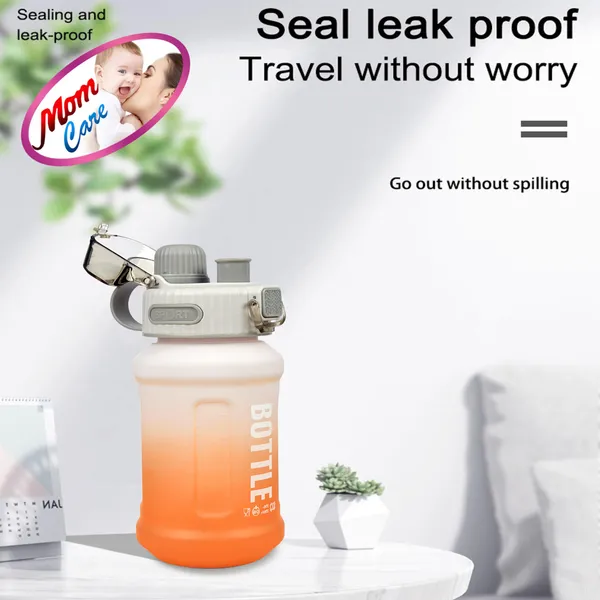 Yellow_Kids_Water_Bottle_For_School_Classes_Button_Sipper_And_Straw_Anti_Leak_Double_Lock_Measuring_Scale_Plastic_Lightweight_800Ml