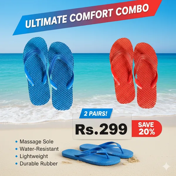 MyChetan_Health_Rubber_Slippers_for_Men_–_Combo_Pack_of_2_(Red_&_Blue)_|_Comfortable_Daily_Wear_Slippers