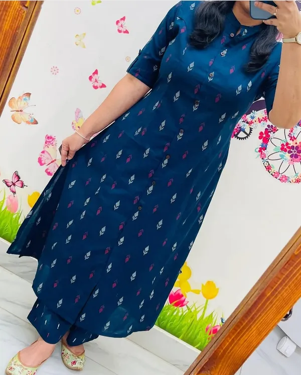 Blue_Women's_Cotton_Sanganer_Floral_Print_Co-Ords_Set