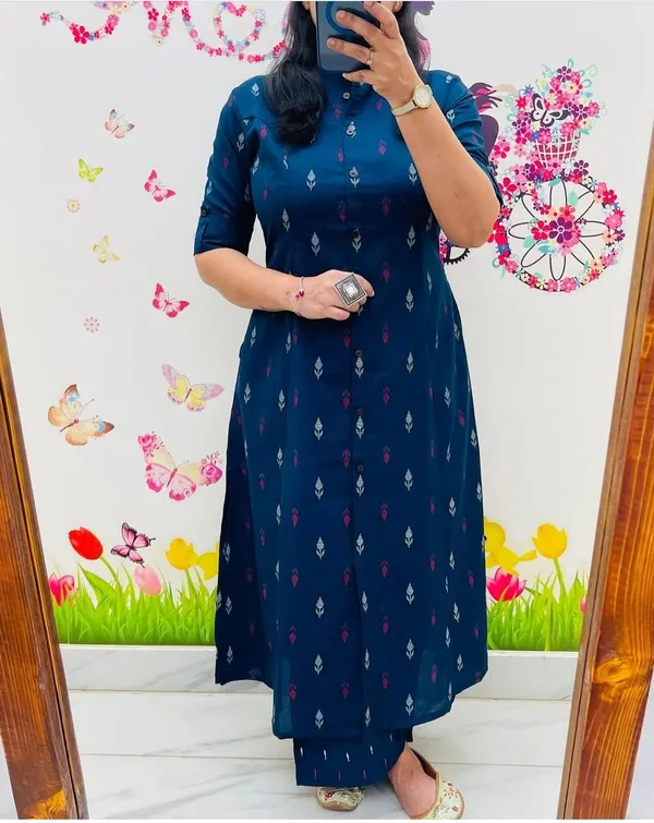 Blue_Women's_Cotton_Sanganer_Floral_Print_Co-Ords_Set