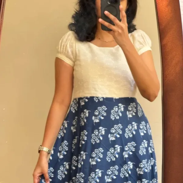 Blue_&_White__Midi_Cotton_Casual_Dresses_for_women