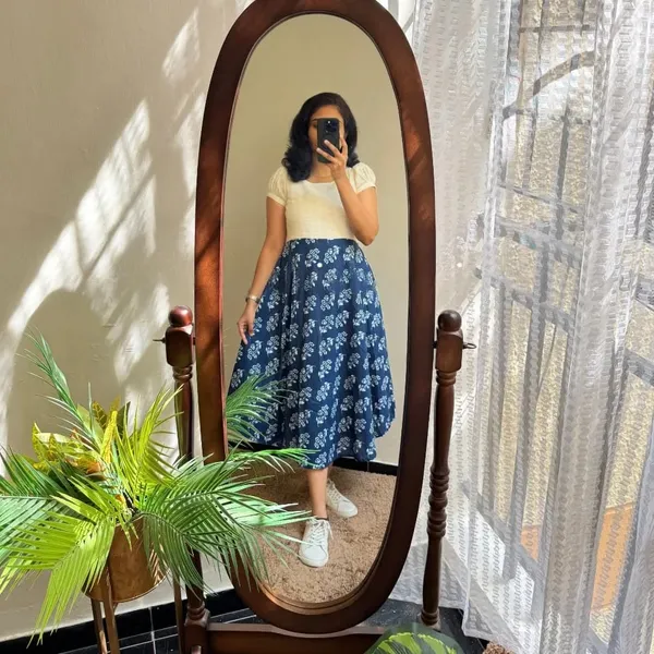 Blue_&_White__Midi_Cotton_Casual_Dresses_for_women