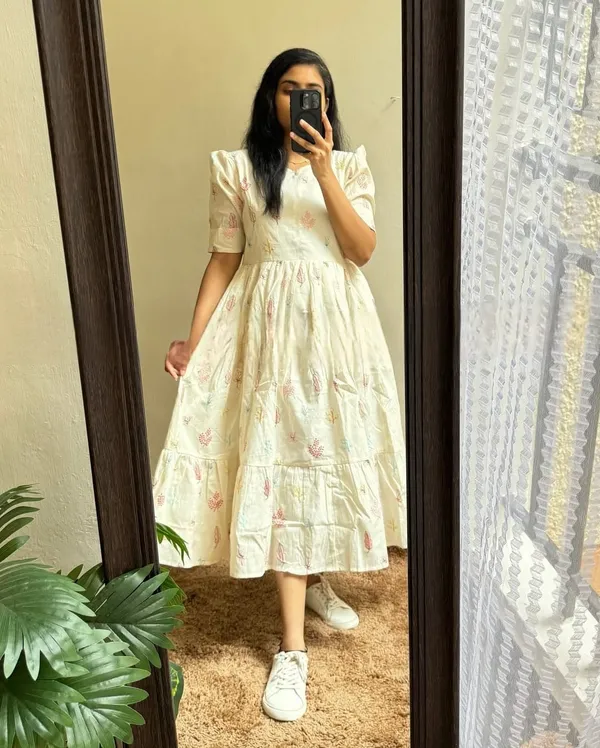 White_Print_Floral_Midi_Cotton_Casual_Dresses_for_women