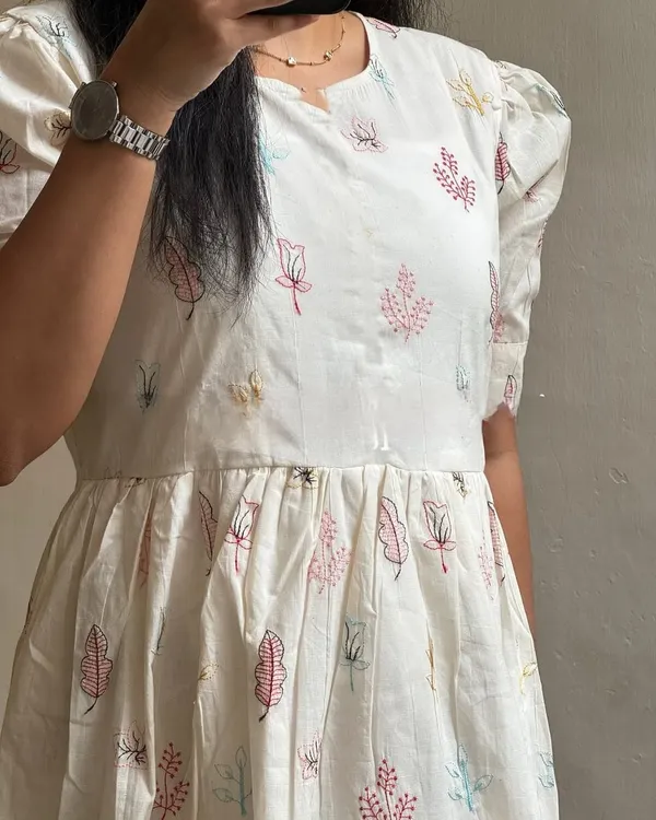 White_Print_Floral_Midi_Cotton_Casual_Dresses_for_women
