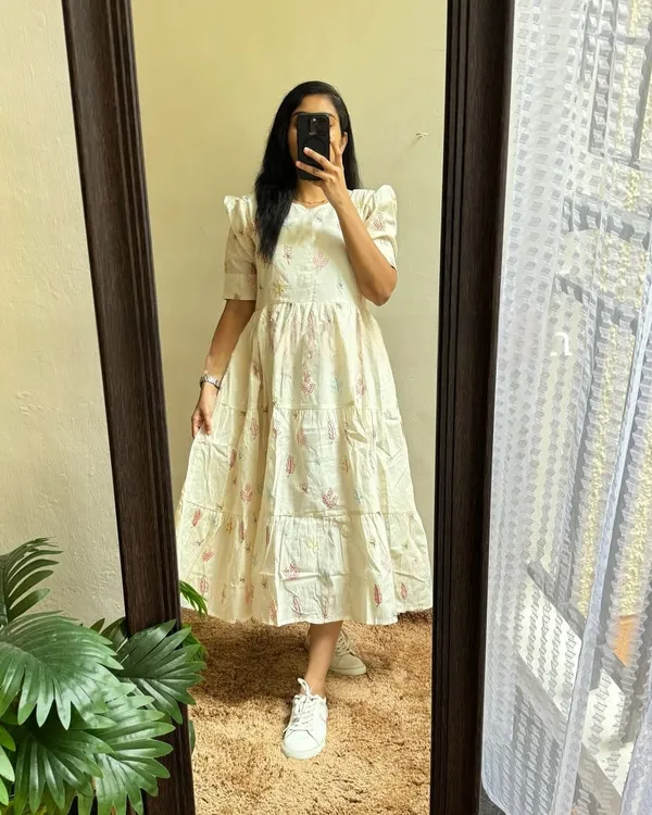 White_Print_Floral_Midi_Cotton_Casual_Dresses_for_women