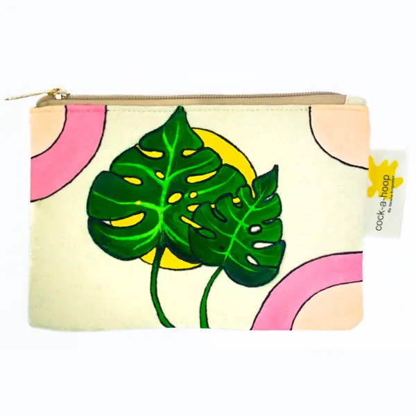 Multicolor_Casual_Khadi_Cloth_Hand_Painted_Pouches_For_Womens_&_Girls_(Monstera)