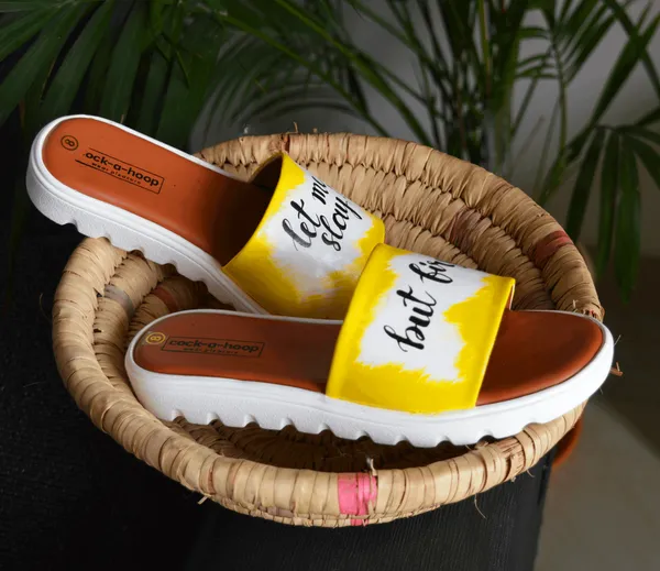 Yellow_Handprinted_Casual_Sliders_For_Women_&_Girls_|_Cloth_Water_Resistant_Paint__(Slay)