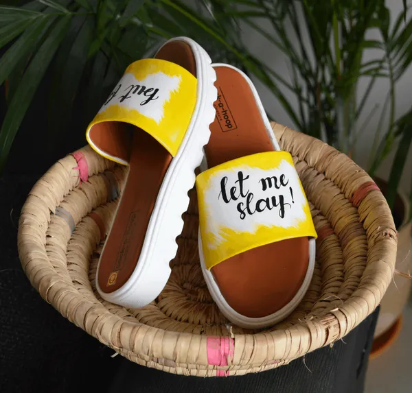 Yellow_Handprinted_Casual_Sliders_For_Women_&_Girls_|_Cloth_Water_Resistant_Paint__(Slay)