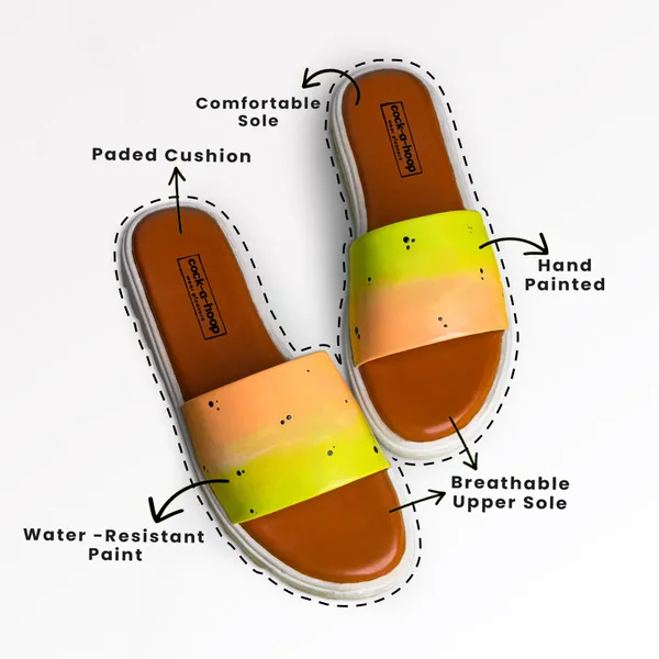 Peach_&_Green__Casual_Water_Resistant_Hand-Painted_Sliders_For_Women_&_Girls_(Butter-Scotch)