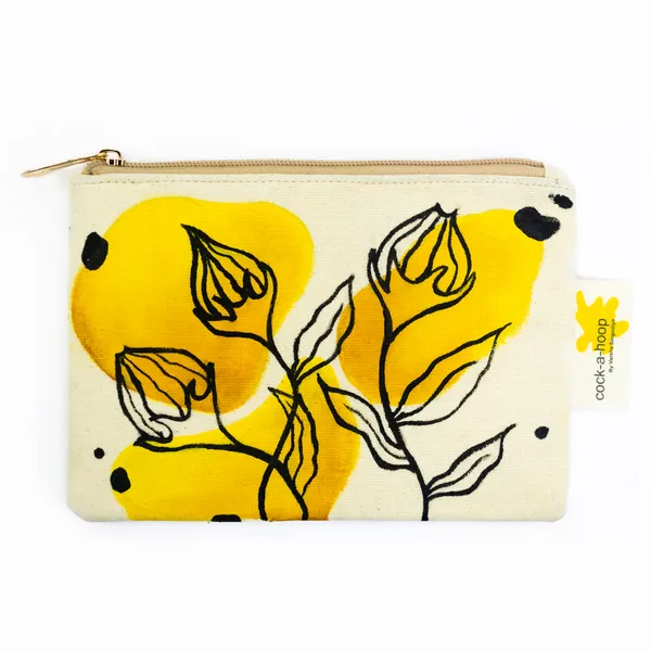 Yellow_Casual_Khadi_Cloth_Hand_Painted_Pouches_For_Womens_&_Girls_(Sprout)