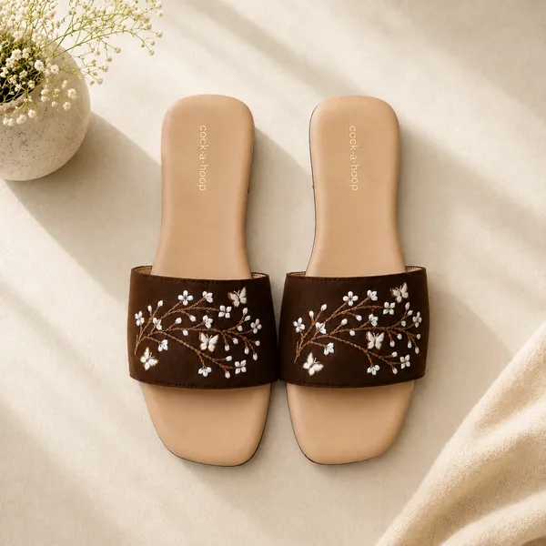 Butterflies_Embroidered_Brown_&_Beige_Sliders