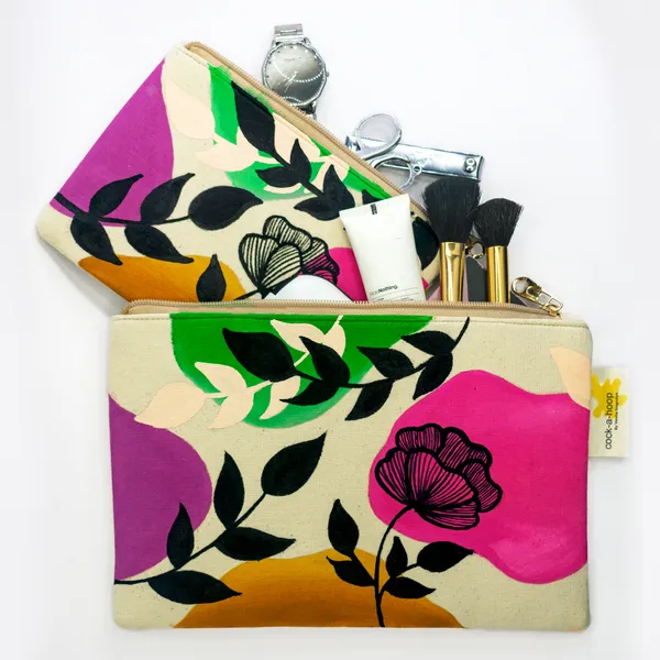 Multicolor_Casual_Khadi_Cloth_Hand_Painted_Pouches_For_Womens_&_Girls_(Floret)
