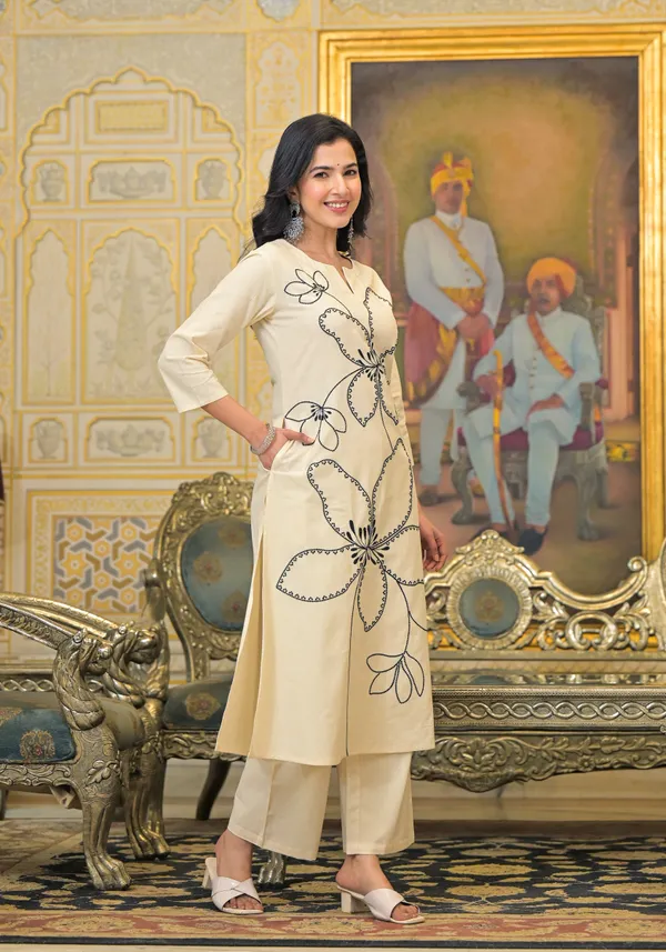 Cream_Kurta_Pant_Set