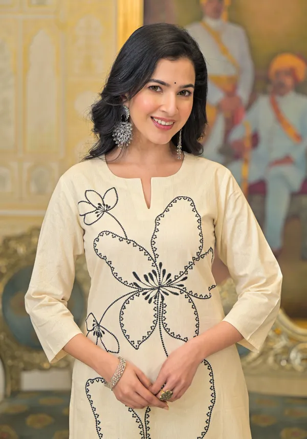Cream_Kurta_Pant_Set