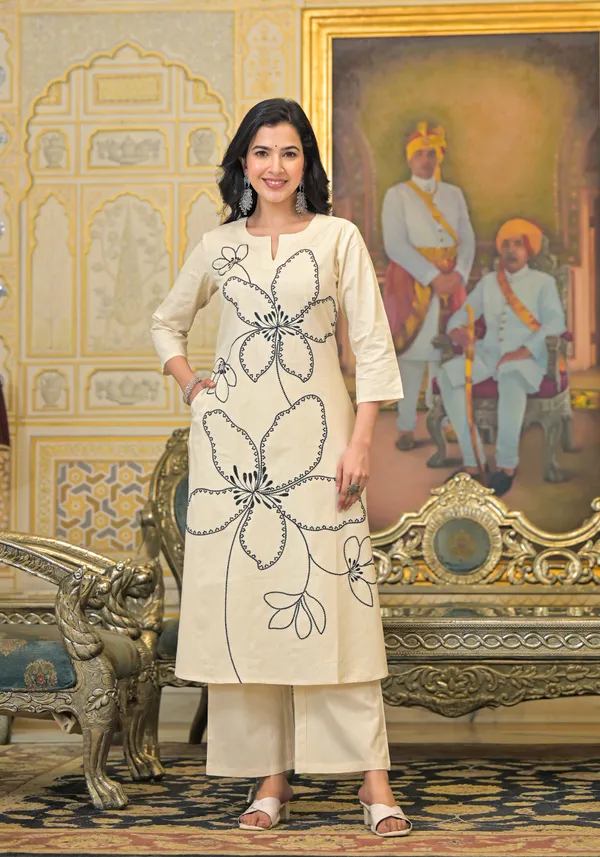 Cream_Kurta_Pant_Set