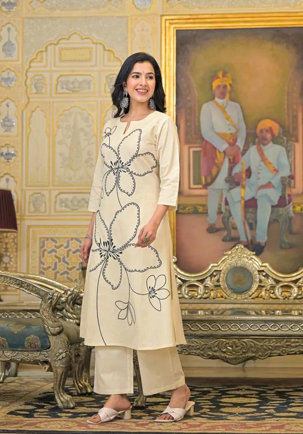 Cream_Kurta_Pant_Set