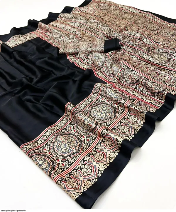 Black_with_Printed_work_Satin_Silk_Reception_Saree