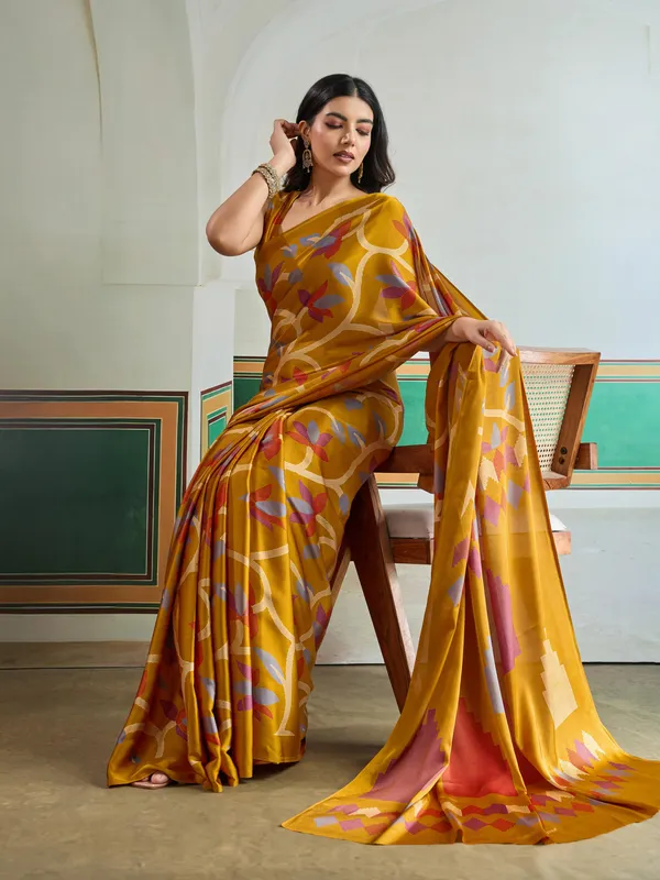 Citrine_Yellow_Modal_Ajrakh_Printed_Satin_Silk_Saree