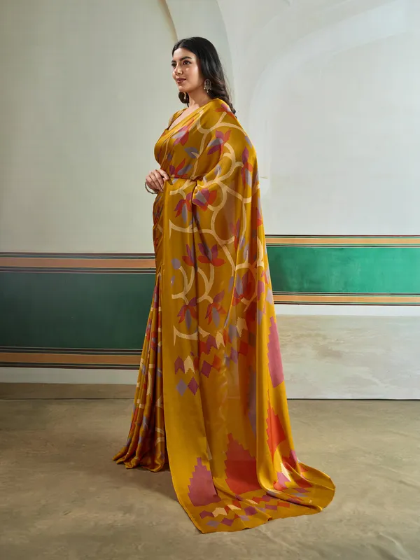 Citrine_Yellow_Modal_Ajrakh_Printed_Satin_Silk_Saree