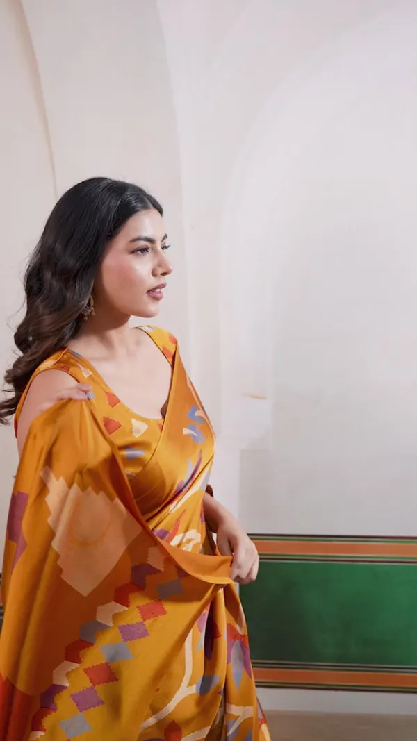 Citrine_Yellow_Modal_Ajrakh_Printed_Satin_Silk_Saree