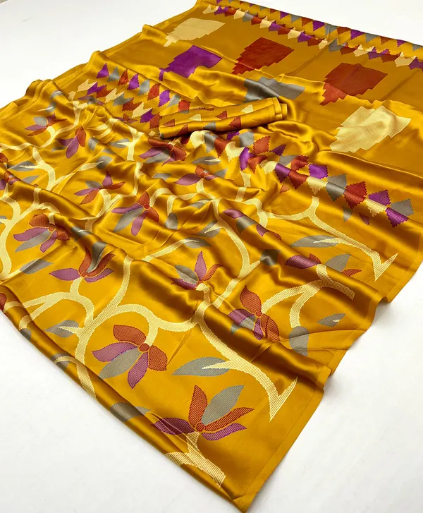 Citrine_Yellow_Modal_Ajrakh_Printed_Satin_Silk_Saree