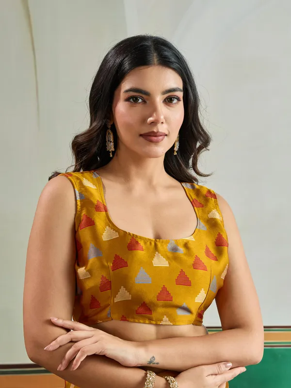 Citrine_Yellow_Modal_Ajrakh_Printed_Satin_Silk_Saree