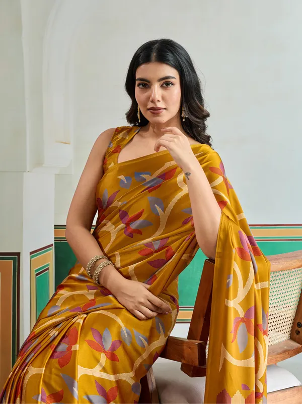 Citrine_Yellow_Modal_Ajrakh_Printed_Satin_Silk_Saree
