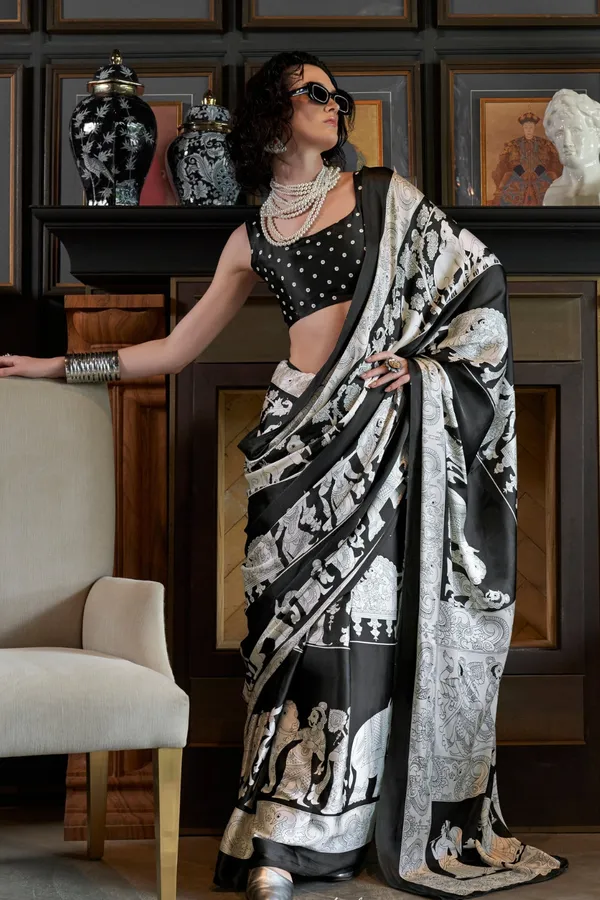 Classic_Black_and_Snow_White_Patola_Ajrakh_Patola_Printed_Satin_Crepe_Saree