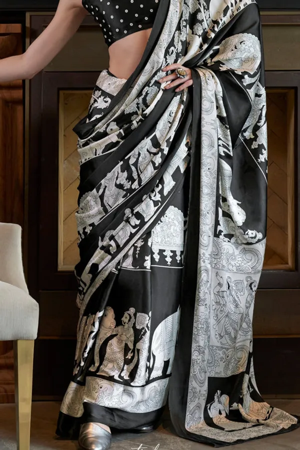 Classic_Black_and_Snow_White_Patola_Ajrakh_Patola_Printed_Satin_Crepe_Saree