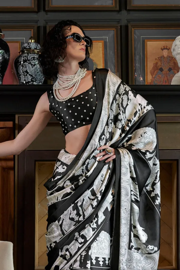 Classic_Black_and_Snow_White_Patola_Ajrakh_Patola_Printed_Satin_Crepe_Saree