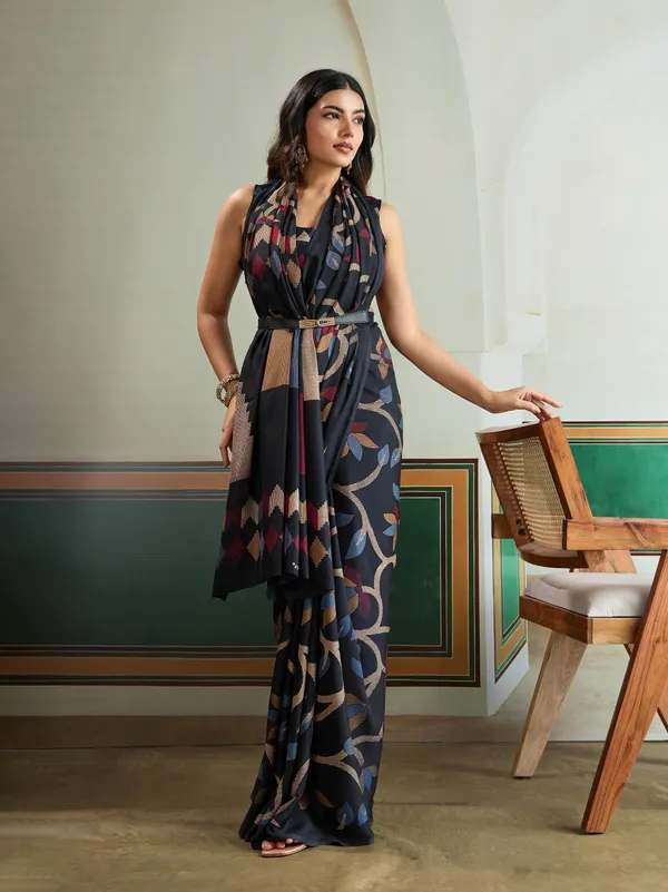 Coal_Black_Modal_Ajrakh_Printed_Satin_Silk_Saree