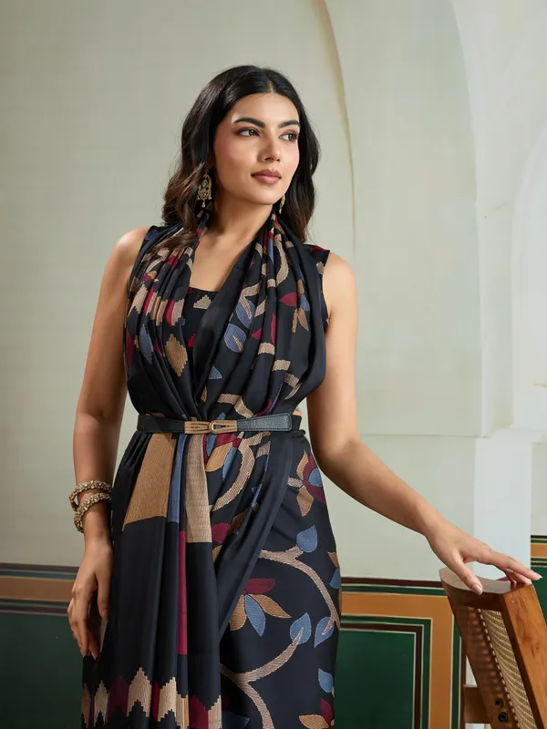 Coal_Black_Modal_Ajrakh_Printed_Satin_Silk_Saree