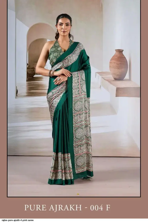 Dark_Forest_Green_with_Printed_work_Satin_Silk_Reception_Saree