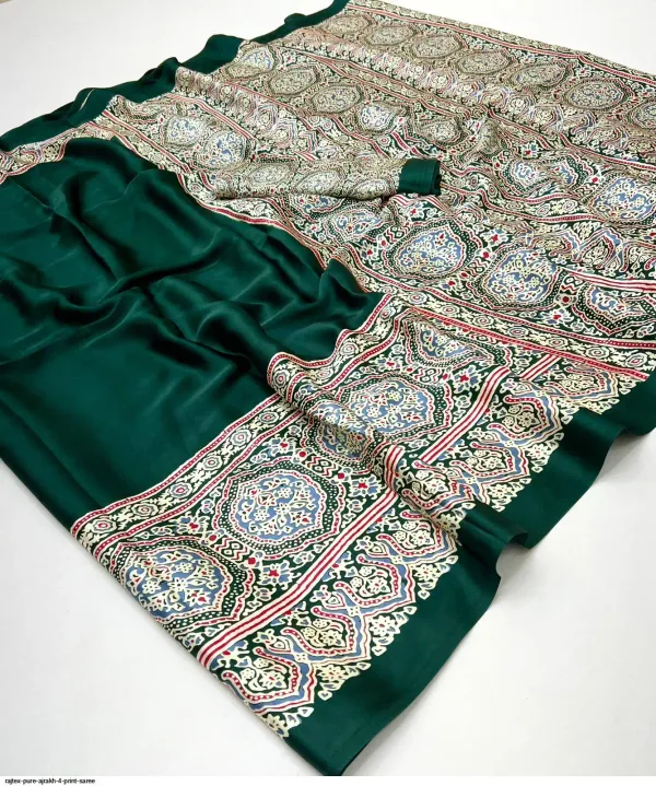 Dark_Forest_Green_with_Printed_work_Satin_Silk_Reception_Saree