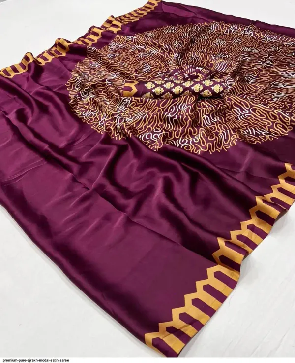 Fuchsia_Purple_Satin_Silk_Saree_with_Ajrakh_Printed_Pallu_and_Blouse