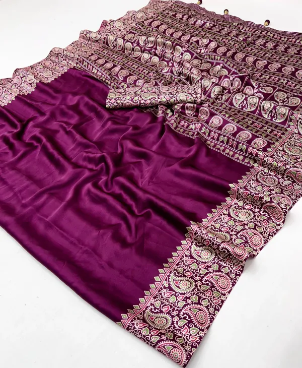 Magenta_Ajrakh_Modal_Silk_Saree