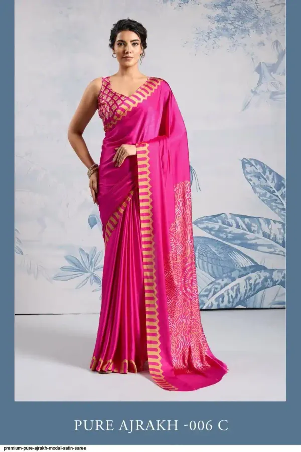 Magenta_Pink_Satin_Silk_Saree_with_Ajrakh_Printed_Pallu_and_Blouse