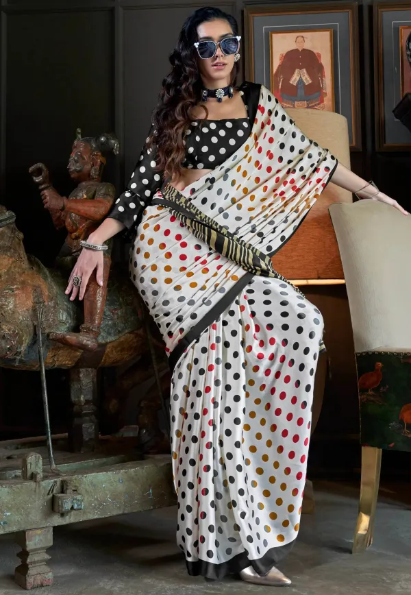 Off_White_Ajrakh_Print_in_Modal_Silk_Saree_With_Blouse_Piece