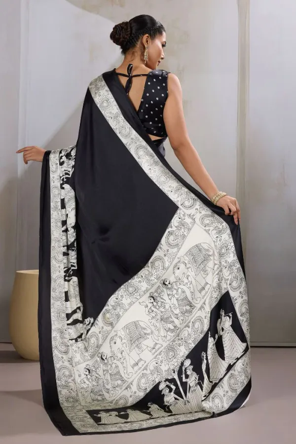 Raven_Black_Modal_Ajrakh_Printed_Satin_Silk_Saree