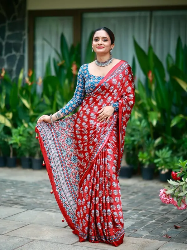 Red_Ajrakh_Printed_ModalSilk_Saree_with_Mirror_Work_Highlights