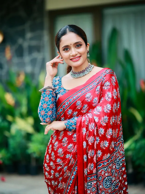 Red_Ajrakh_Printed_ModalSilk_Saree_with_Mirror_Work_Highlights