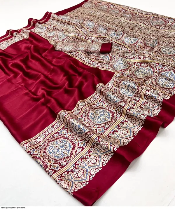 Red_and_Maroon_with_Printed_work_Satin_Silk_Reception_Saree