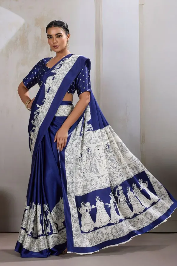 Royal_Blue_Modal_Ajrakh_Printed_Satin_Silk_Saree