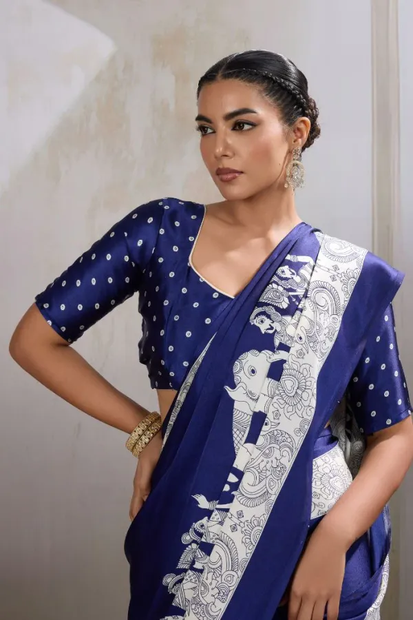 Royal_Blue_Modal_Ajrakh_Printed_Satin_Silk_Saree