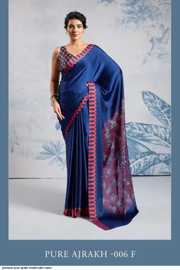 Ultramarin_Blue_Satin_Silk_Saree_with_Ajrakh_Printed_Pallu_and_Blouse