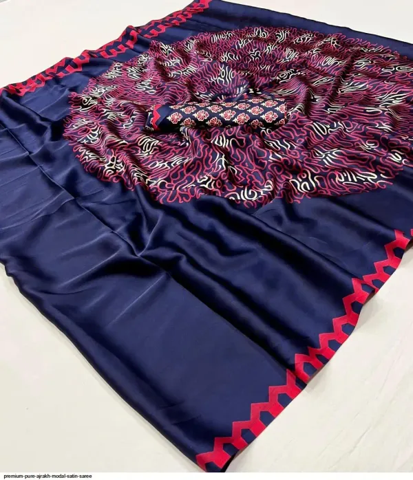Ultramarin_Blue_Satin_Silk_Saree_with_Ajrakh_Printed_Pallu_and_Blouse