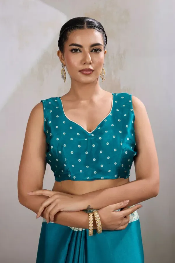 Water_Blue_Modal_Ajrakh_Printed_Satin_Silk_Saree