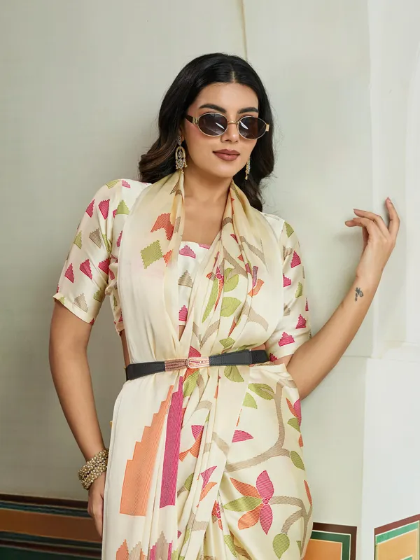 Windstor_Cream_Modal_Ajrakh_Printed_Satin_Silk_Saree