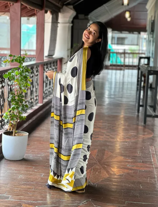 Yellow_And_Cream_Color_Handcrafted_Ajrakh_Saree|_Festive_And_Wedding_Wear