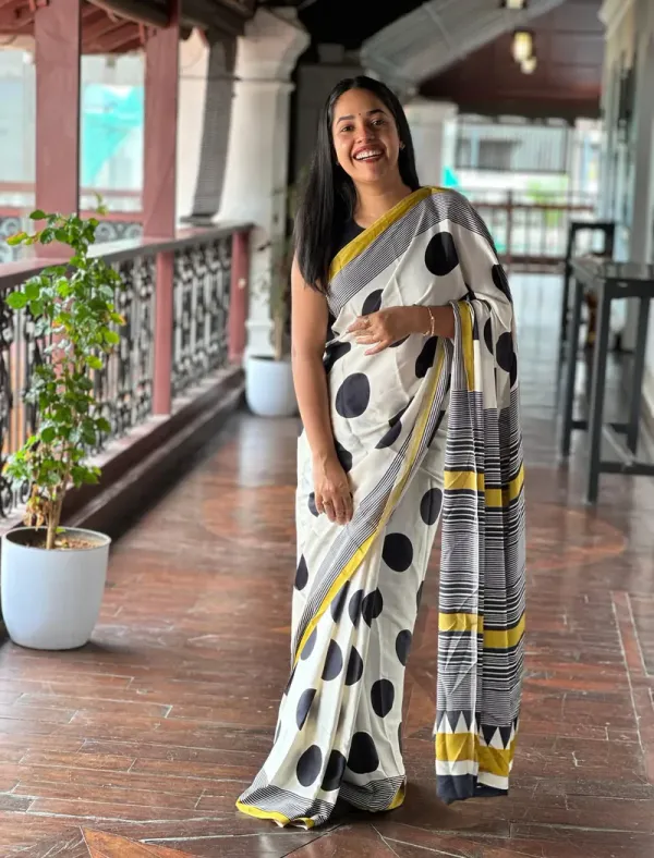 Yellow_And_Cream_Color_Handcrafted_Ajrakh_Saree|_Festive_And_Wedding_Wear